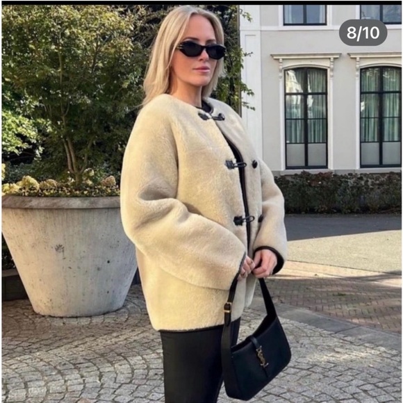 New w/o tag Viral MANGO Women's Appliques Faux-Fur Coat - Picture 4 of 15